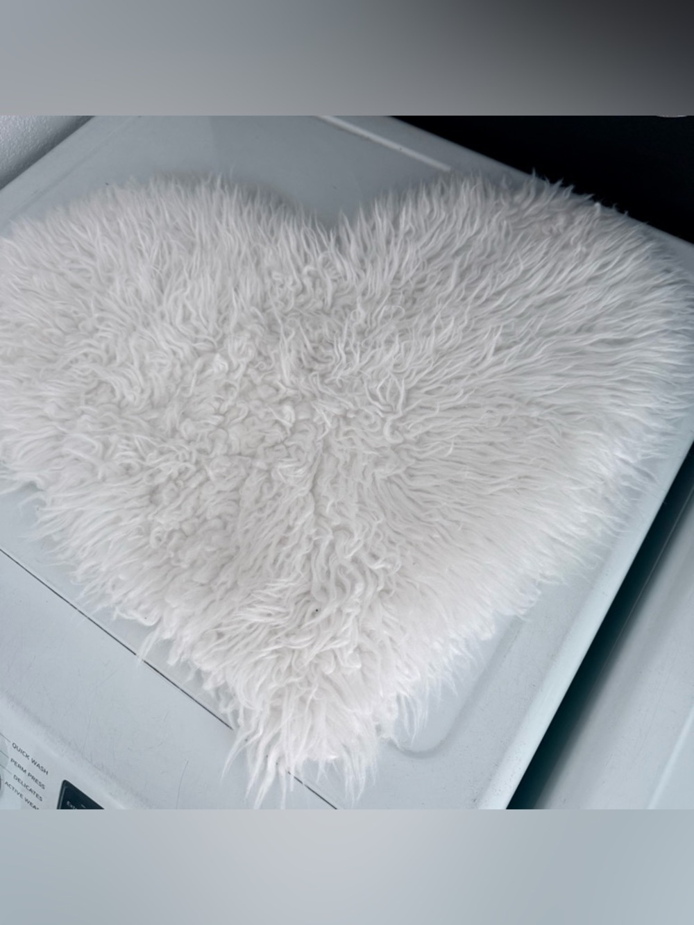 White cute fluffy heart shaped rug
